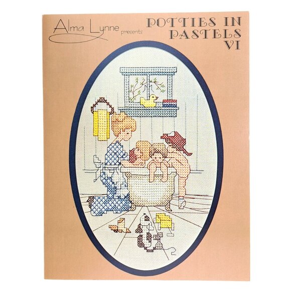 Alma Lynne Other - Vintage Alma Lynne Potties In Pastels VI Cross Stitch Pattern Leaflet 1982 Craft